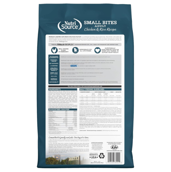 NutriSource Adult Dry Dog Food, Small Bites, Chicken and Rice, 12LB - Image 2