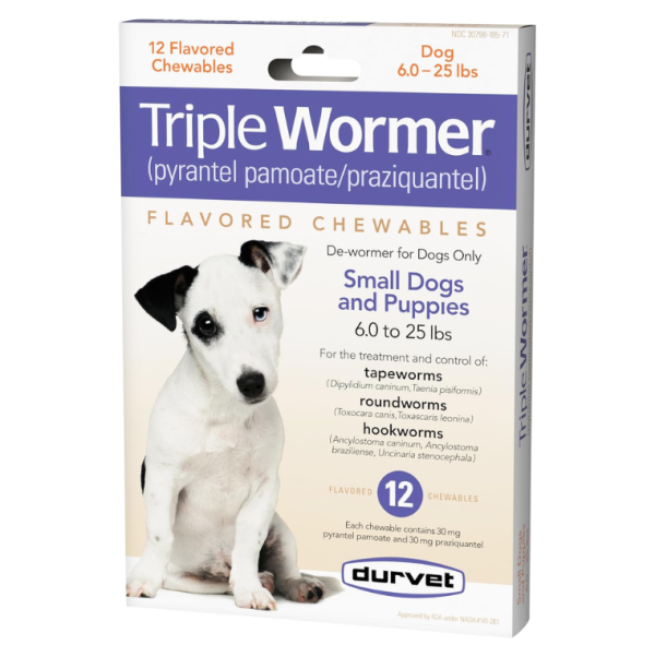 DURVET 12-Pack Triple Wormer Tablets for Puppies and Small Dogs