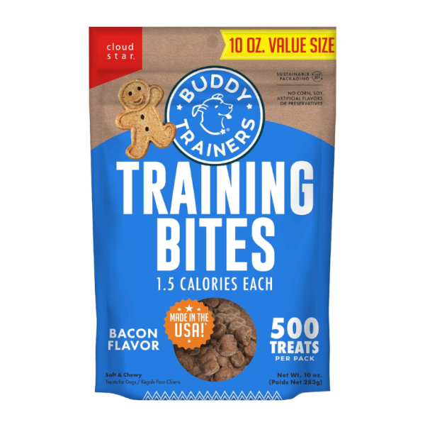 Buddy Biscuits Trainers 10 Oz. Pouch of Training Bites Soft & Chewy Dog Treats Made with Bacon Flavor