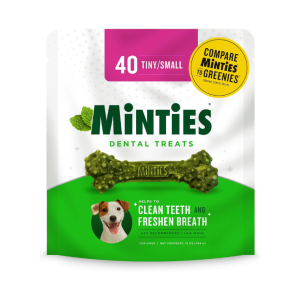 Minties Dental Chews for Small Dogs (5–24 lbs) | Vet-Recommended Mint Flavor, Cleans Teeth & Freshens Breath, 40 Ct
