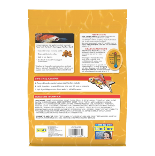 TetraPond Koi Vibrance Soft Sticks, Floating Pond Fish Food for Koi Fish and Ornamental Goldfish, 2.42 Pounds - Image 2