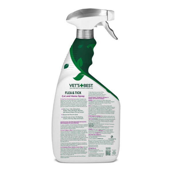 Vet’s Best Flea & Tick Home Spray for Cats | Plant-Based Indoor Flea Treatment with Cotton Spice Scent, 32 oz - Image 2