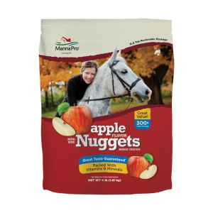 Manna Pro Bite-Size Nuggets for Horses - Pocket Sized Training Horse Treats - Apple Flavored Treats - Packs with Vitamins & Minerals- Great Taste Guaranteed - 4lbs